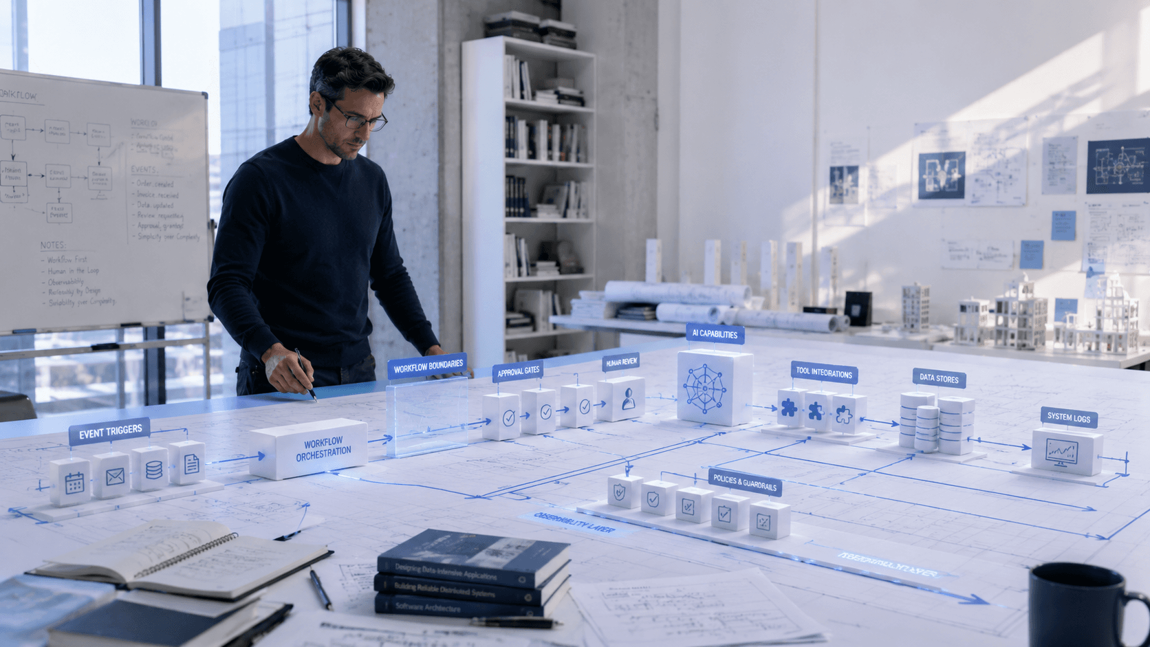 Featured image for Workflow-First AI Development: The Simplest Architecture for Turning Business Processes into Reliable Automation showing the main business workflow and AI use case.